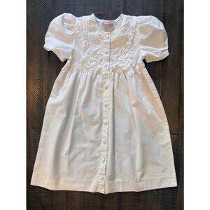Vintage Allison Rose White Cotton Dress Girls Size 5 Heirloom Embroidered Lace